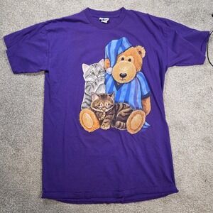 Vintage Lollipop Teddy Bear Cat Night Time Tee‎
